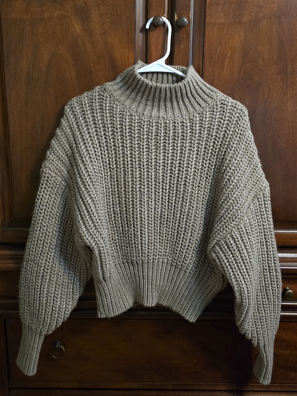 H&M Chunky Cowl Neck Sweater in Taupe